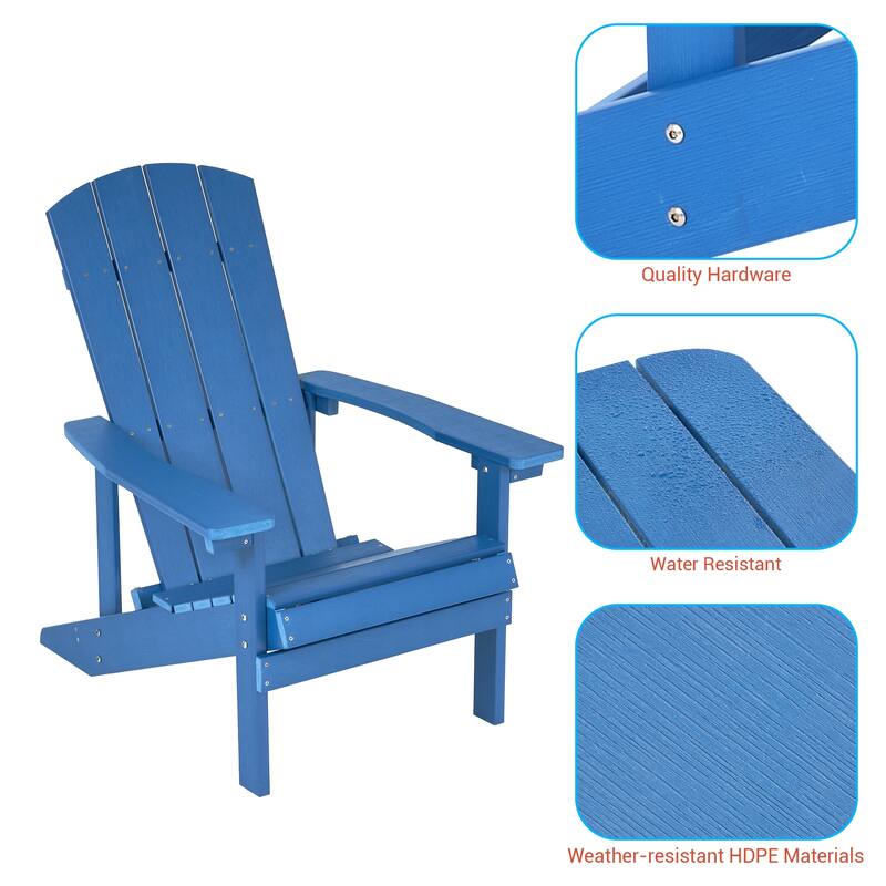 BONOSUKI Patio Adirondack Chair w/Cupholder,Weather Resistant-Set of 4