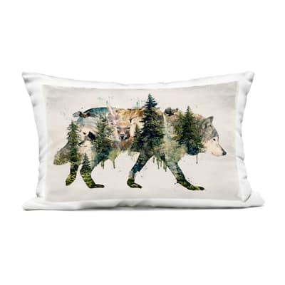 Stupell Woodland Wildlife Wolf Contour Printed Outdoor Throw Pillow Design by Barrett Biggers