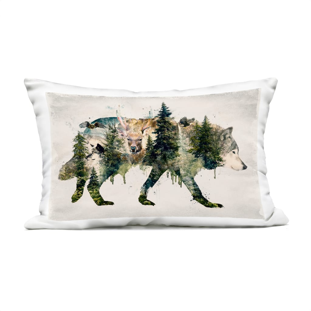Stupell Woodland Wildlife Wolf Contour Printed Outdoor Throw Pillow Design by Barrett Biggers
