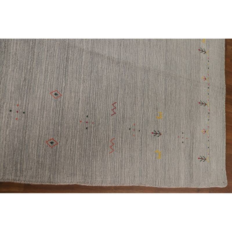 Tribal Gabbeh Area Rug Hand-Knotted Wool Carpet - 7'10"x 9'8"