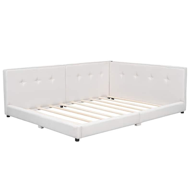 Queen Upholstered Platform Bed with USB Charging Ports, Sturdy Wood Frame, No Box Spring Needed, Easy Assembly