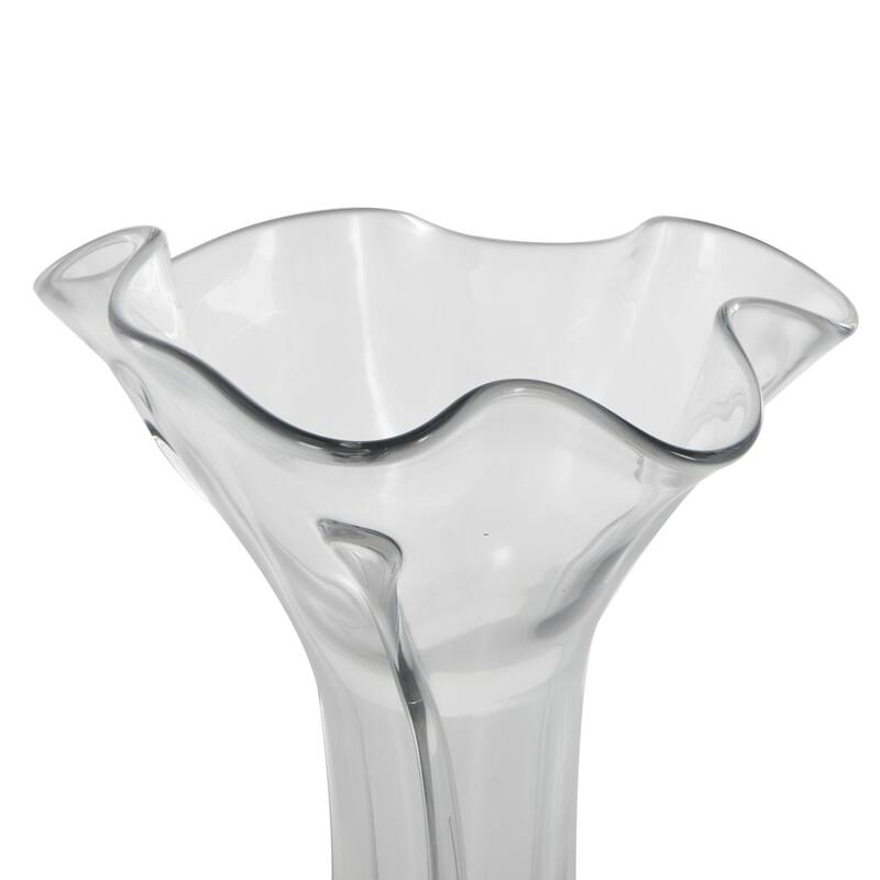 Glass Abstract Fluted Tulip Decorative Vase - Clear - Roche River Decor
