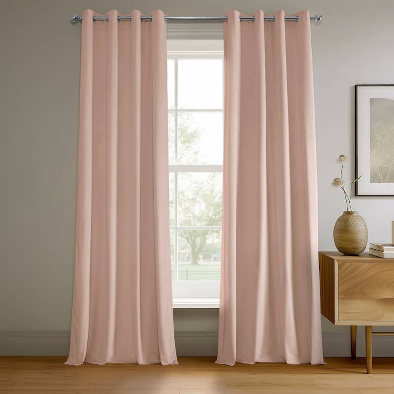 Exclusive Fabrics Signature Grommet Velvet Blackout Curtain (1 Panel) - 50 X 96 - Rosey Dawn Grey