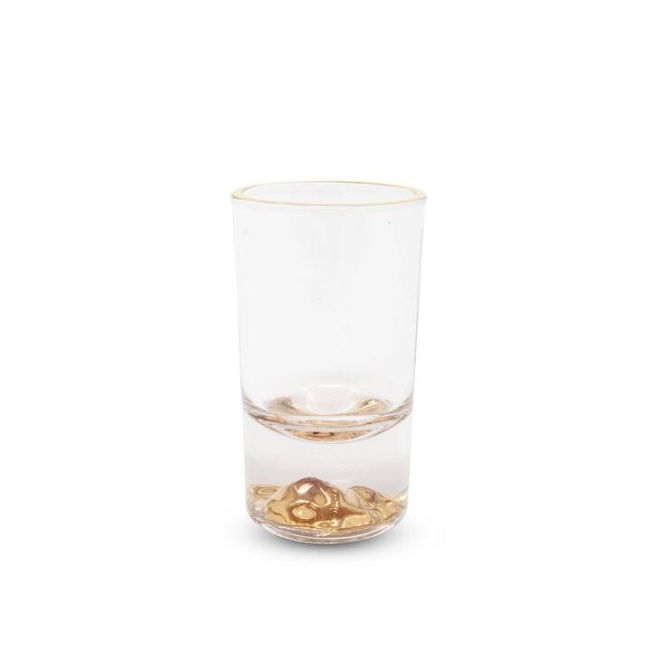 Liquor Glasses with Gold Rim and Gold Reflection Base, Set of 6
