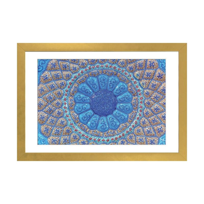 iCanvas "Ancient Arab Islamic Designs. Blue Pottery, Madaba, Jordan" by William Perry - Gold - 16x24x1