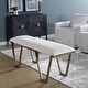 preview thumbnail 1 of 5, Upholstered Cushion Bench with Iron Legs - 53.75" - Antique Gold Finish