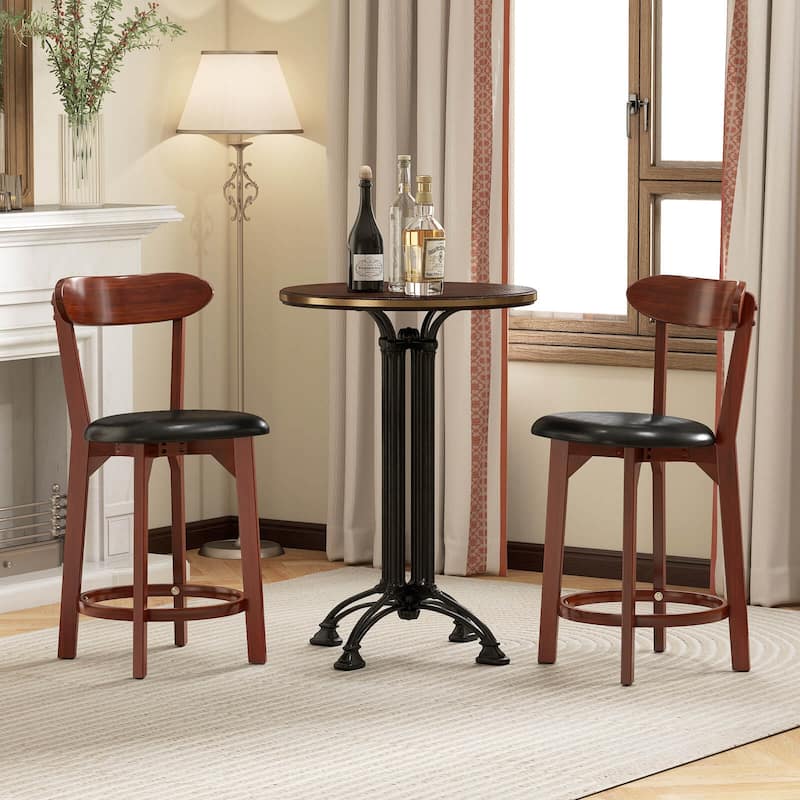 Costway 23.5" Bar Stool Set of 2/4 with Curved Backrest & Footrest - See Details