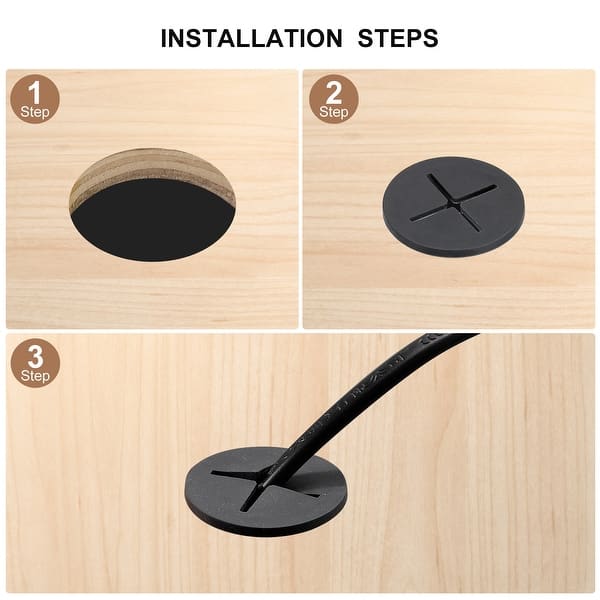 TTSAM 2 Inch Black Plastic Desk Grommets – Table Hole Covers For Cable Management (4.8 Oz, 2-Pack?)-1087789