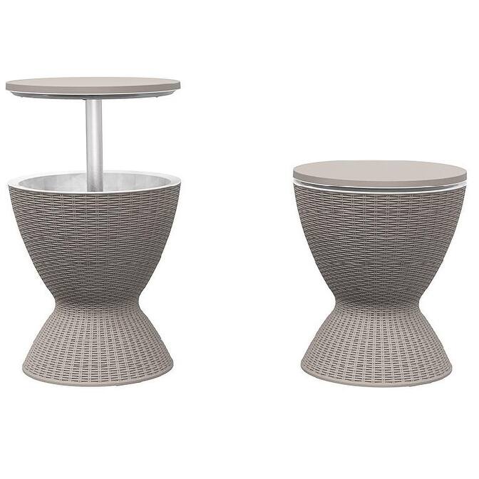 30L Slim Waist Ice Cooler with Convertible Cocktail Table Lid-Rattan-Look Stainless Steel, 8-Gallon Capacity - 30L/8GAL - 30L/8GAL - Brown