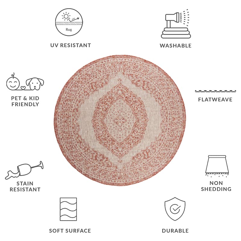 SAFAVIEH Courtyard Thoma Medallion Indoor/ Outdoor Waterproof Patio Backyard Rug
