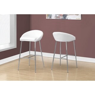 Overstock Monarch 2297 Two Piece White Chrome Base Bar Barstool (Extra Tall - Over 33 in. - Set of 2 - White)