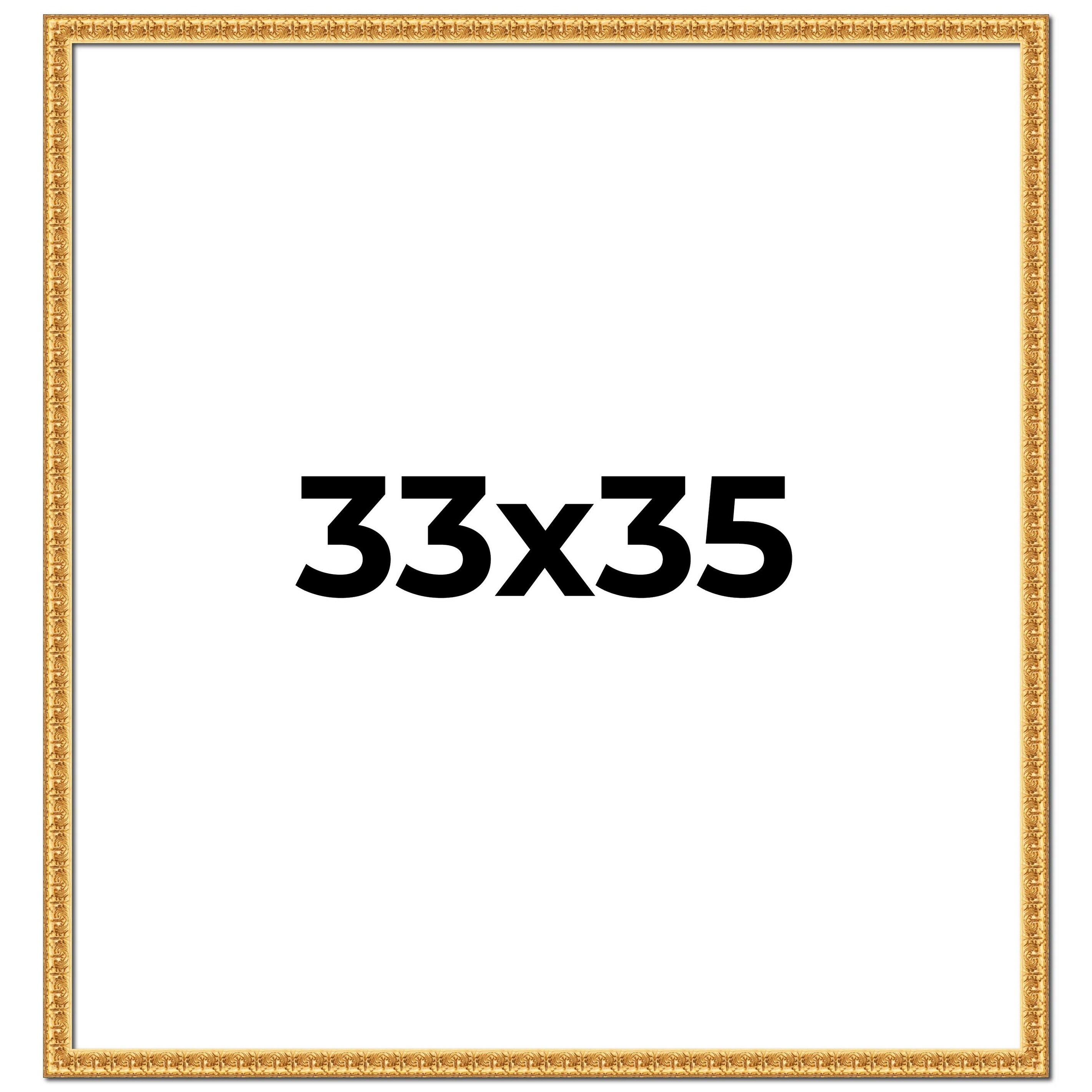 33x35 Frame Gold Real Wood Picture Frame Width 1 inches | Interior