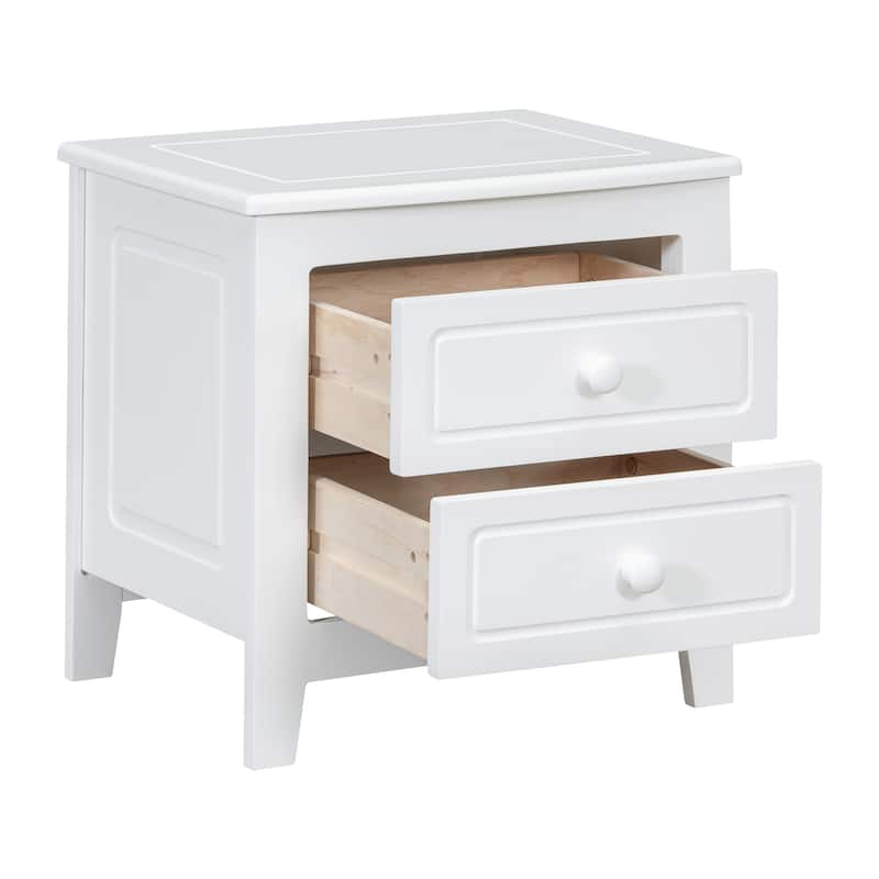 Roomfitters 2-Drawer Nightstand for Bedroom, Mid-Century Retro Bedside Table with Classic Design
