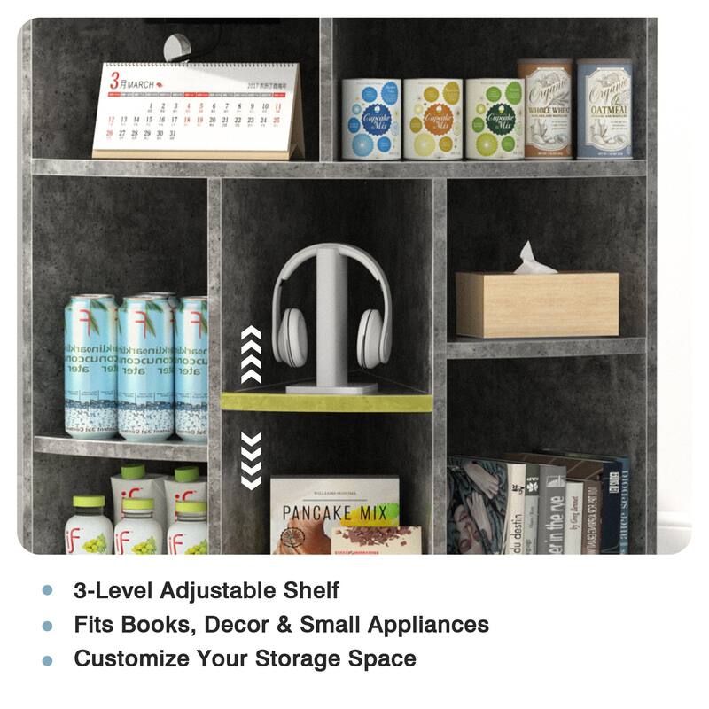 VECELO 4-Tier Adjustable Corner Bookshelf with Charging Station 3 AC Outlets & 2 USB Ports Waterproof Eco-Friendly Design