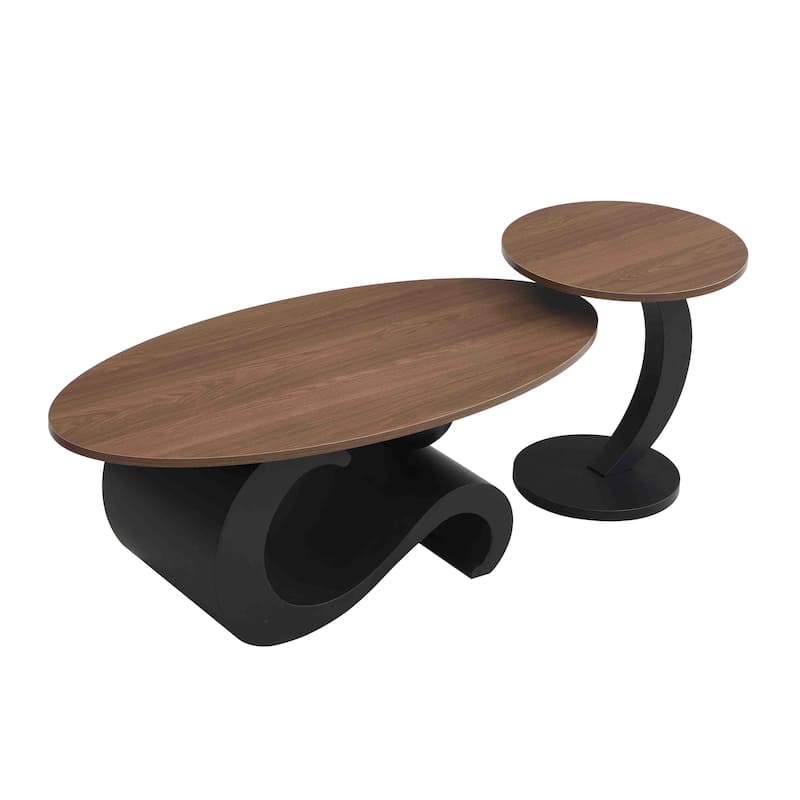 Nesting Coffee Table Set Of 2,Oral And Round Coffee Table Set,Table For Living Room,Large 47.24'',Small 19.69''