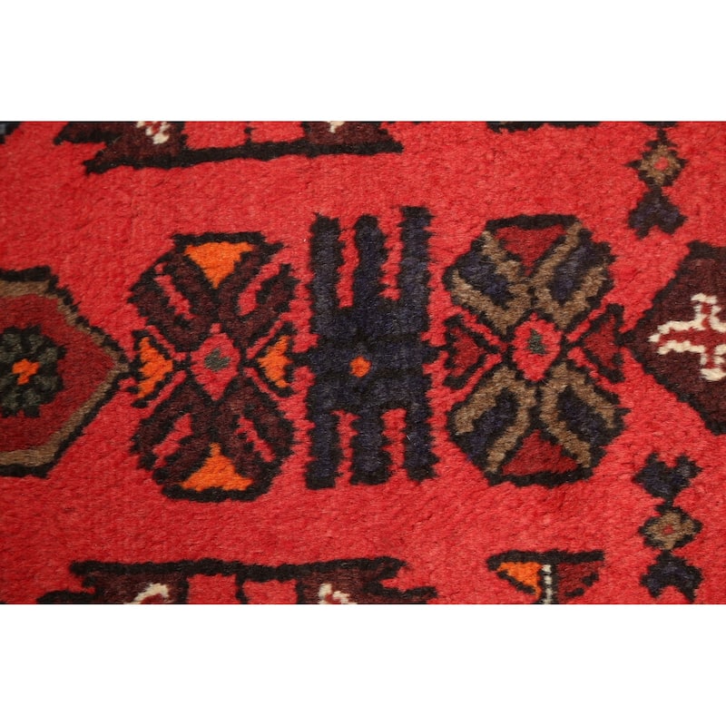 Tribal Geometric Hamedan Persian Area Rug Hand-knotted Wool Carpet - 3'3" x 4'10"