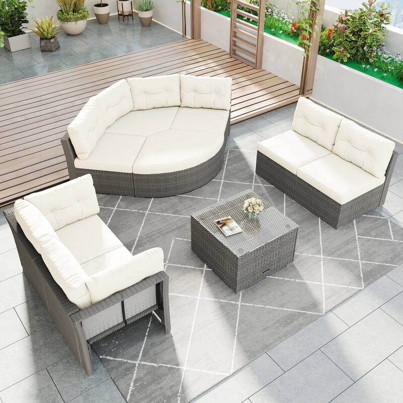 Outdoor Furniture Daybed Rattan Sectional Furniture Set