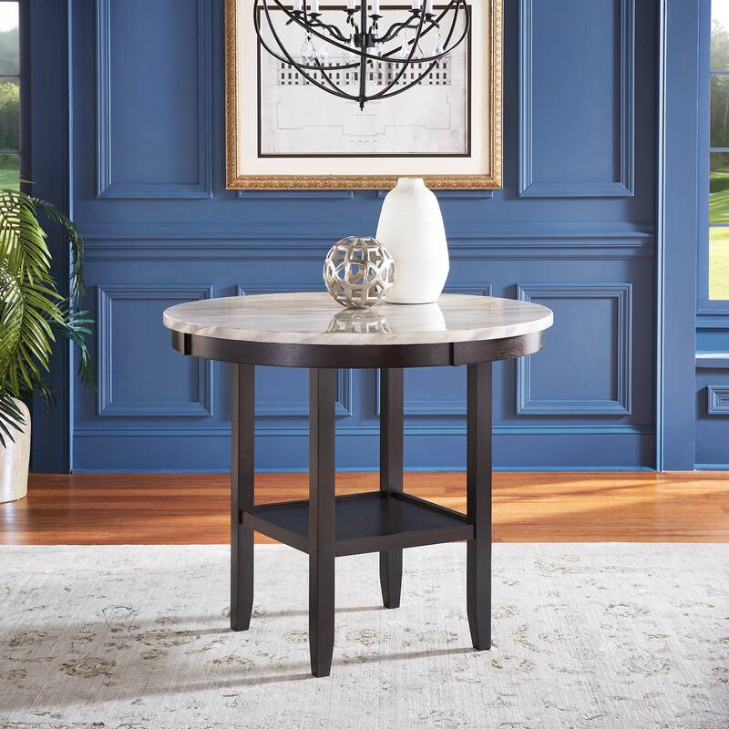 Balmforth White Faux Marble Round Counter Height Table by iNSPIRE Q Classic