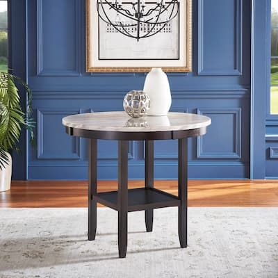 Balmforth White Faux Marble Round Counter Height Table by iNSPIRE Q Classic
