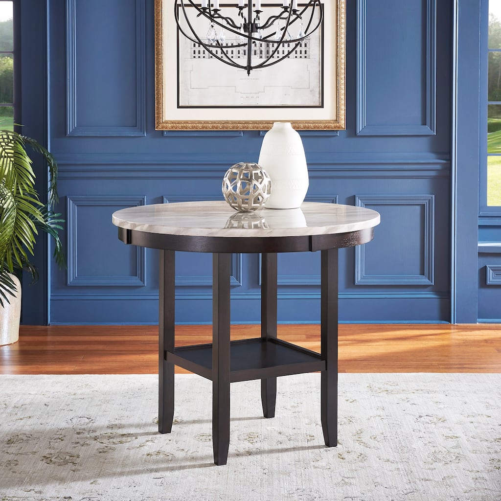 Balmforth White Faux Marble Round Counter Height Table by iNSPIRE Q Classic