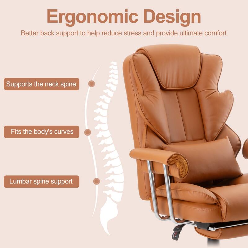 Executive Chair with Headrest Footrest Lumbar Pillow