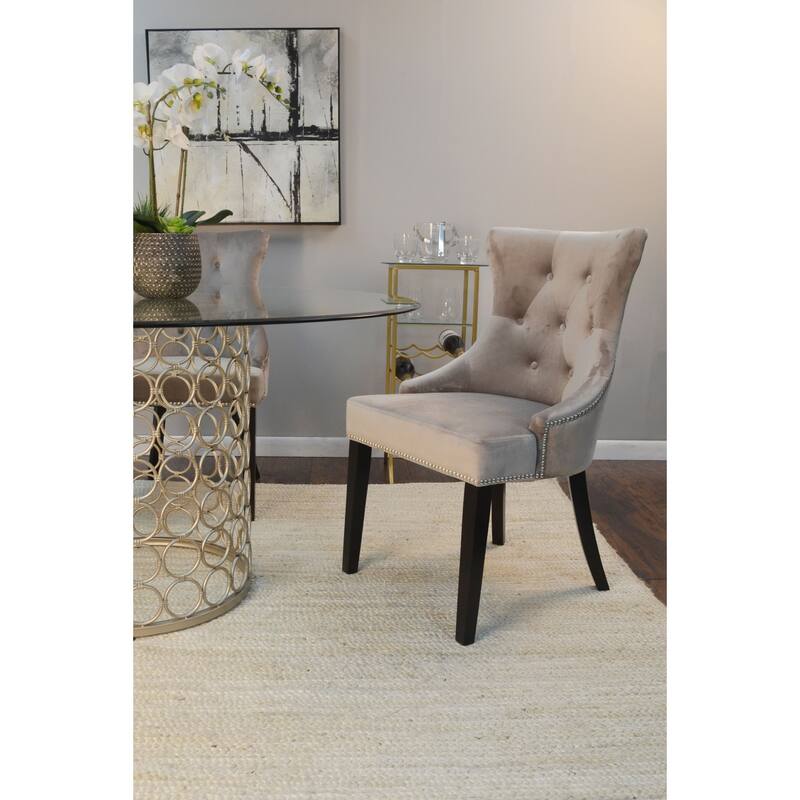Tufted Back Upholstered Dining Chair - 35" - Gray - Set of 2