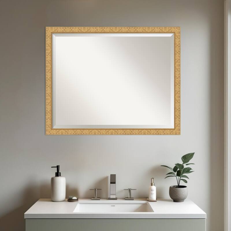 Lila Beveled Wood Framed Bathroom Vanity Wall Mirror
