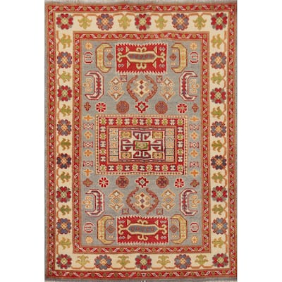Geometric Kazak Accent Rug Handmade Wool Carpet - 3'4" x 5'0"