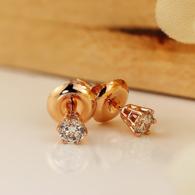 Auriya 14k Gold 1/4ctw Round Diamond Stud Earrings 6-Prong (I-J, I1-I2)