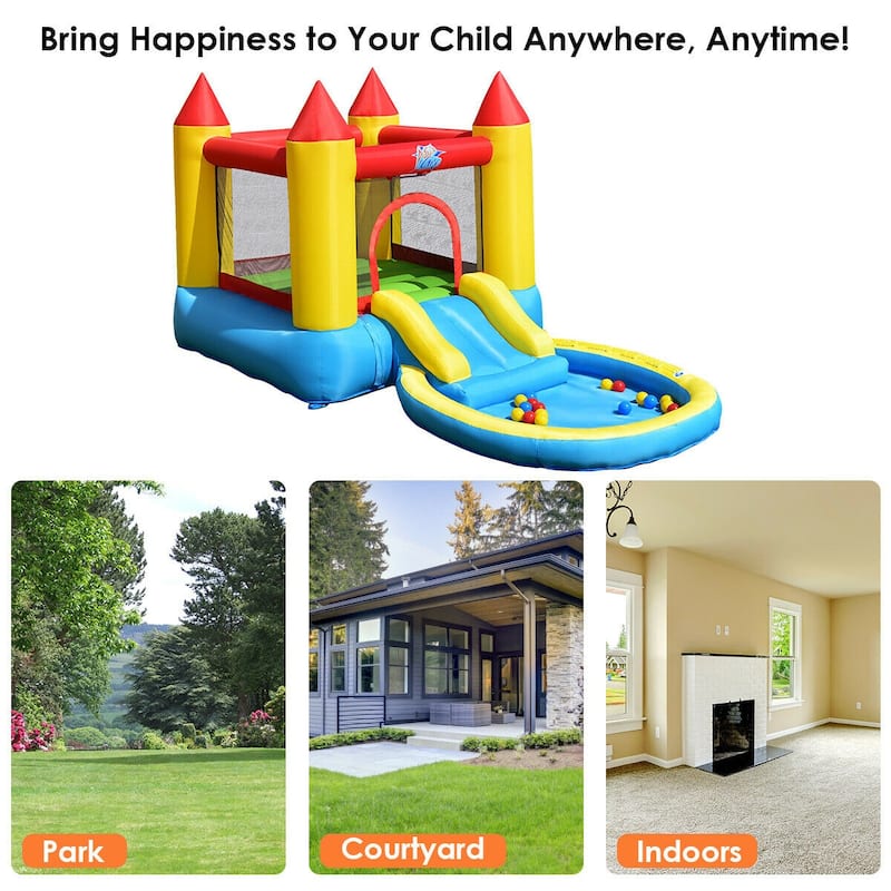 Gymax Inflatable Bounce House Kids Slide Jumping Castle Bouncer w/Pool - See Details
