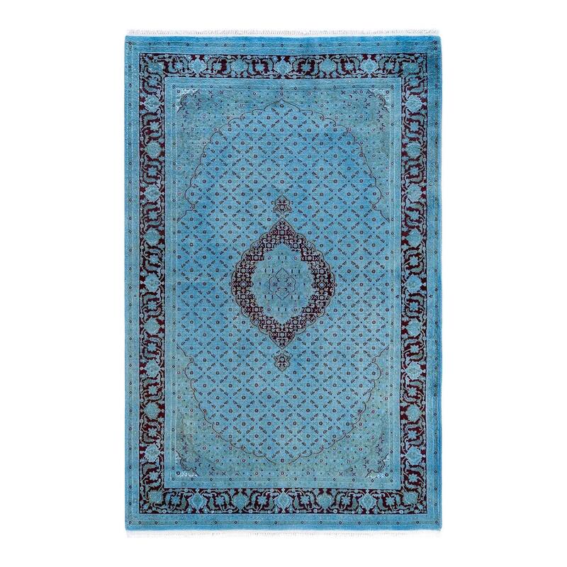 Fine Vibrance One-of-a-Kind Hand-Knotted Area Rug - Gray, 6' 1" x 9' 5" - 6' 1" x 9' 5"