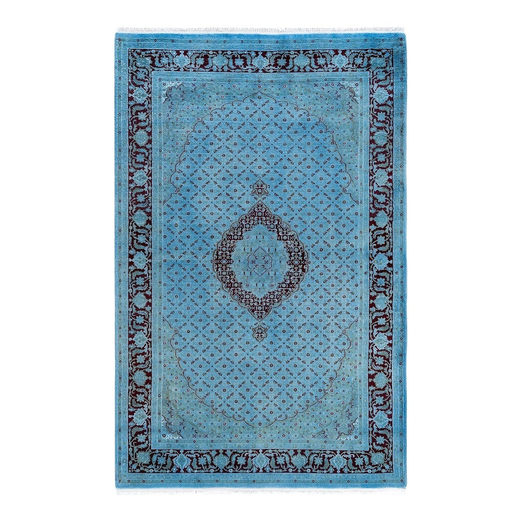 Fine Vibrance One-of-a-Kind Hand-Knotted Area Rug - Gray, 6' 1" x 9' 5" - 6' 1" x 9' 5"