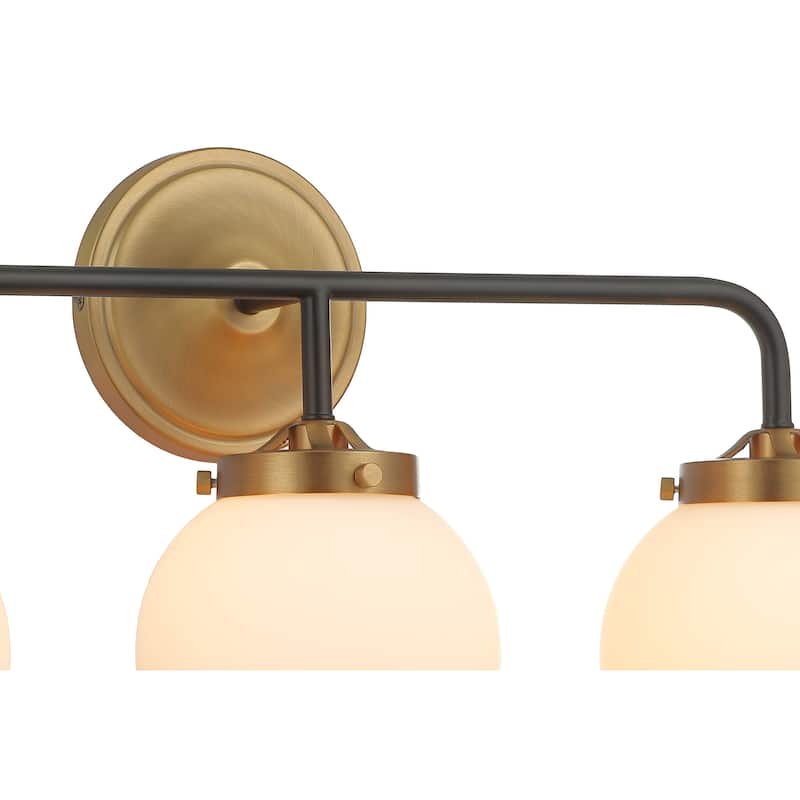 23" Aged Brass and Black Vanity/Sconce Modern 3-Light