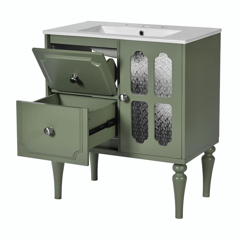 Retro 30" Bathroom Vanity with Resin Sink