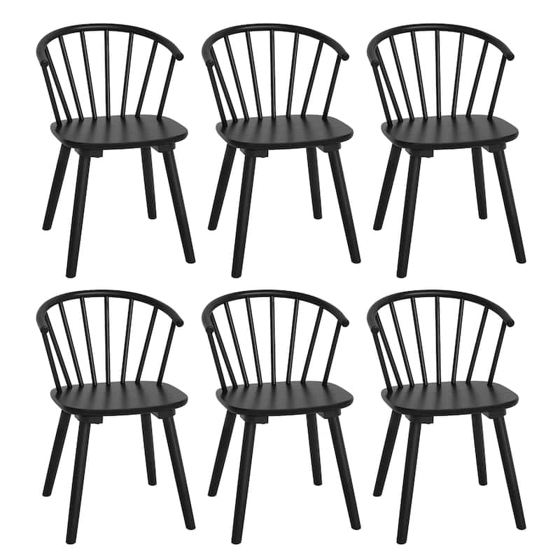 Set of 2/4/6 Wooden Dining Chairs with Spindle Backrest for Kitchen Island