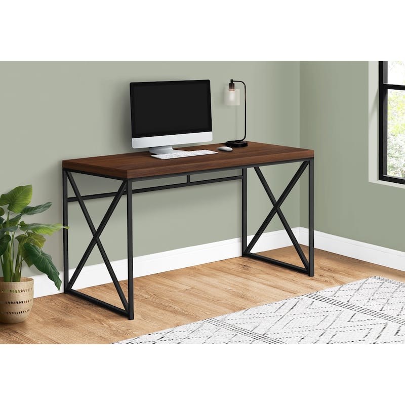 Monarch Specialties 48" Home Office Desk - Cherry Top + Black Legs