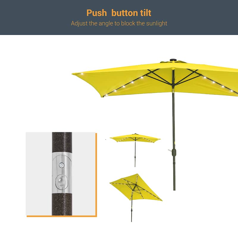 LIVOOSUN Patio LED 10 x 6.5Ft Market Umbrella Aluminum/Steel Outdoor Table Rectangle Umbrella with Tilt