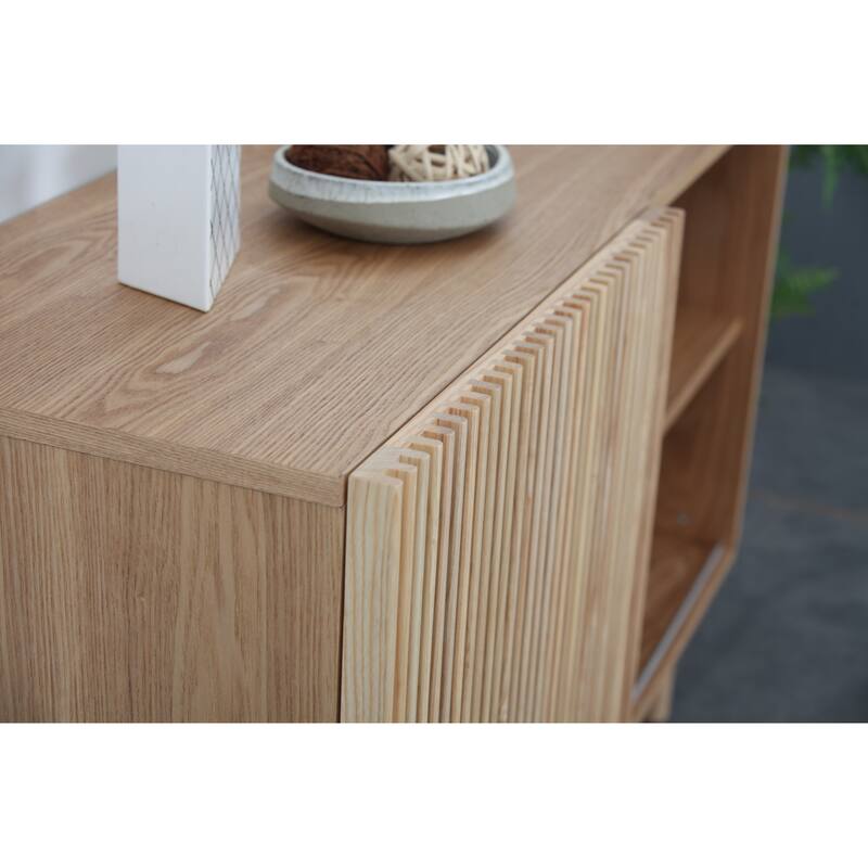 Modern Sideboard with 4 Cabinet, Storage Cabinet, TV Stand , Anti-Topple Design, and Large Countertop - Wood - Walnut