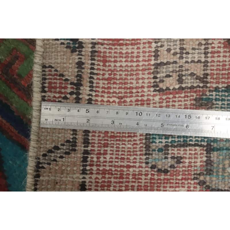 Hand Knotted Oriental 100% Wool Carpet Traditional Geometric Coral Ardebil Runner Rug - 9' 6'' X 2' 2''