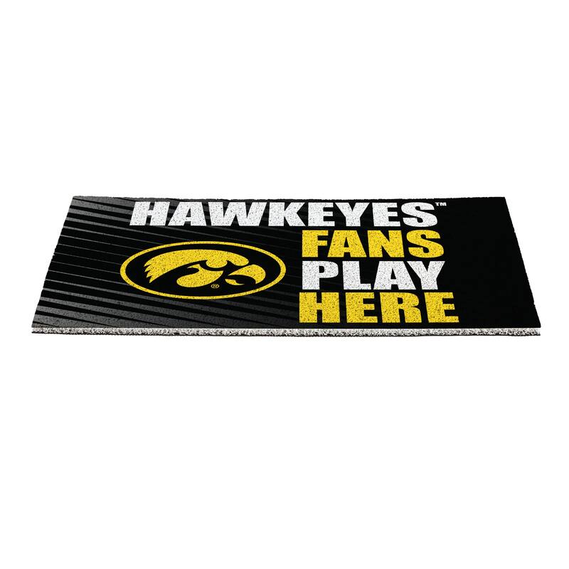 28 in. x 16 in. University of Iowa "Fans Play Here" PVC Door Mat