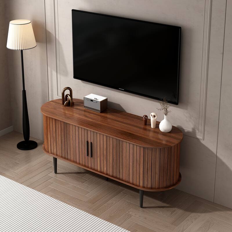 47" Modern TV Console Table with Storage Compartment and Sliding Door, Gaming Entertainment Center with Cabinet for Living Room
