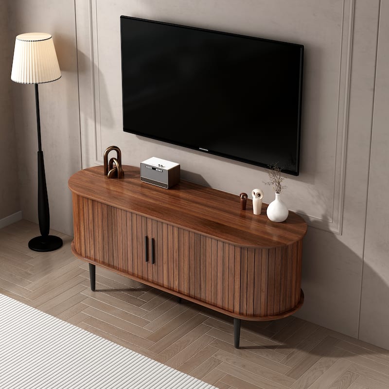 TV Stand TV Console Table with Storage Compartment and Sliding Door
