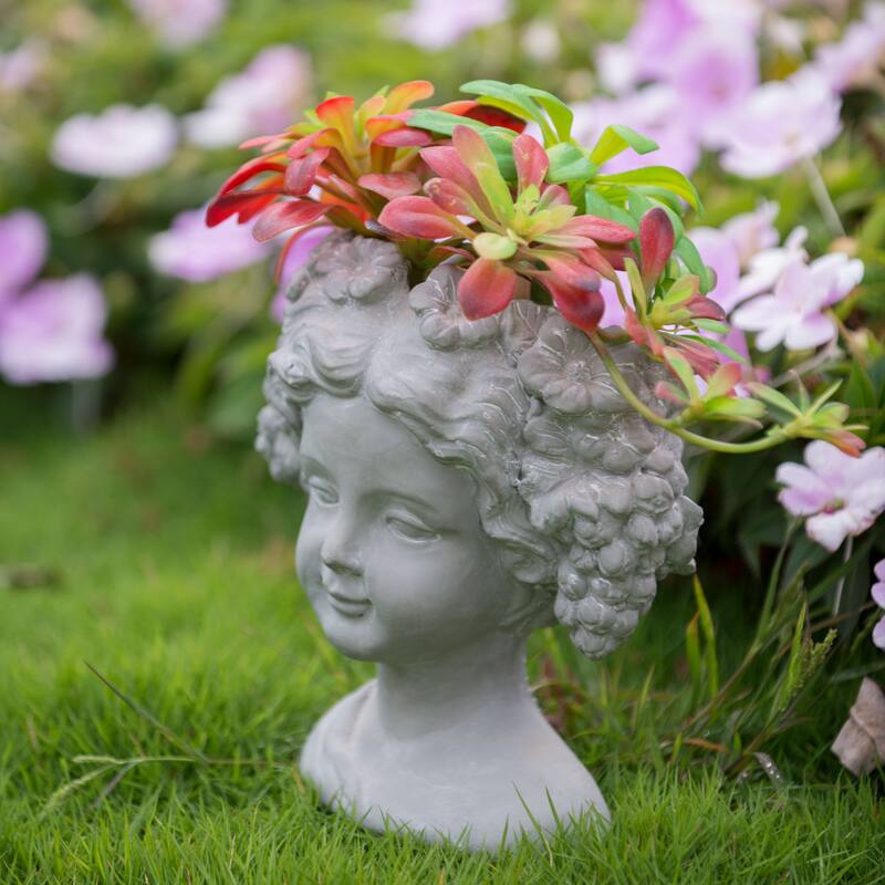 8" x 4" x 9"Cement Bust Wall Planter Indoor Outdoor Home Garden Decor