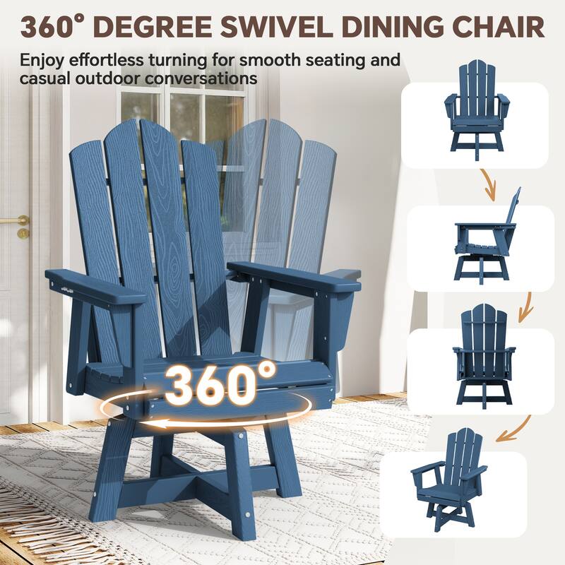 360° Swivel Patio Dining Chair with All-Weather HDPE Slatted Seat