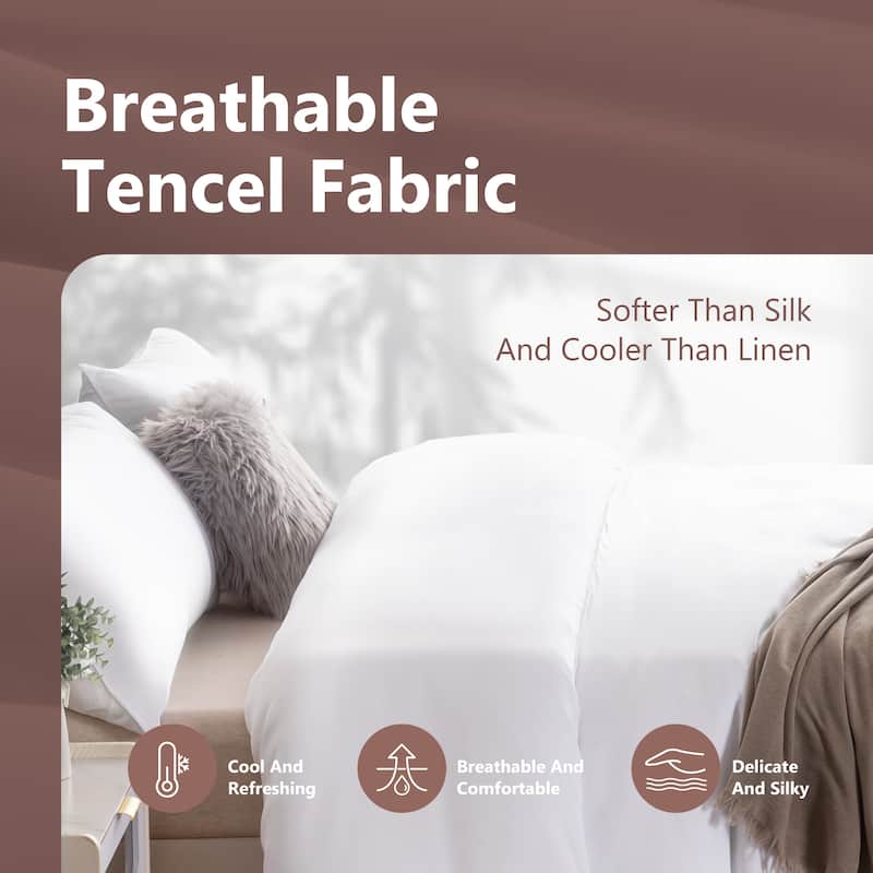 100% Tencel Cooling Duvet Cover Set, Silky Smooth & Breathable Lyocell