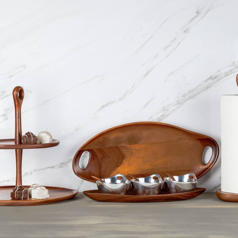 Nambe Portables Wood Tiered Dessert Stand - 12 Inch