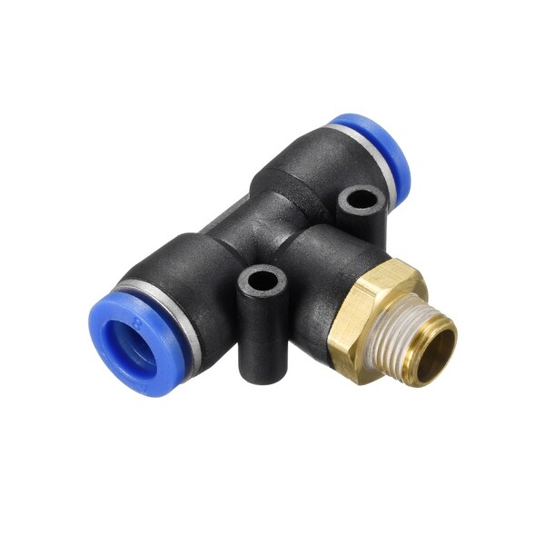 Push To Connect Fittings T Type Thread Tee 5/16" x 1/8" G Male Thread Blue 2pcs