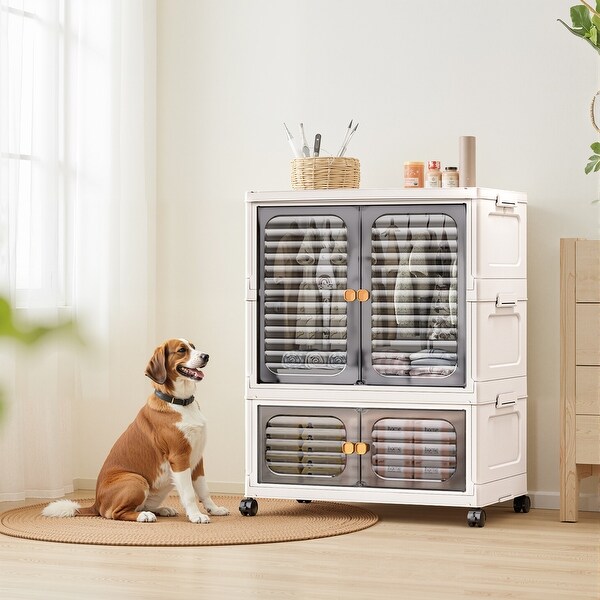 New！！　Finn Soft Wardrobe PET Portable Pet Wardrobe Closet, Wardrobe Closet with Hanging Rod