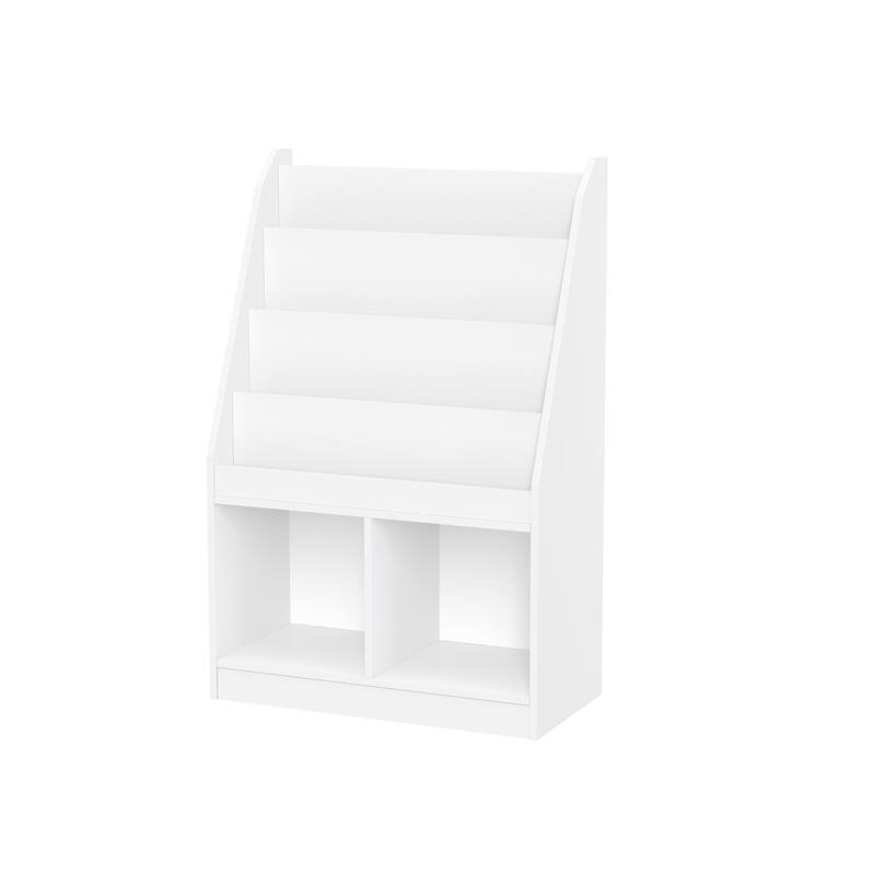 RiverRidge Kids Bookshelf and Toy Storage Organizer with 4 Racks and 2 Cubbies for Playroom, Nursery