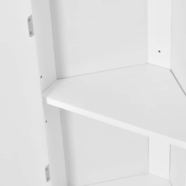 Triangle Tall Corner Bathroom White with Doors and